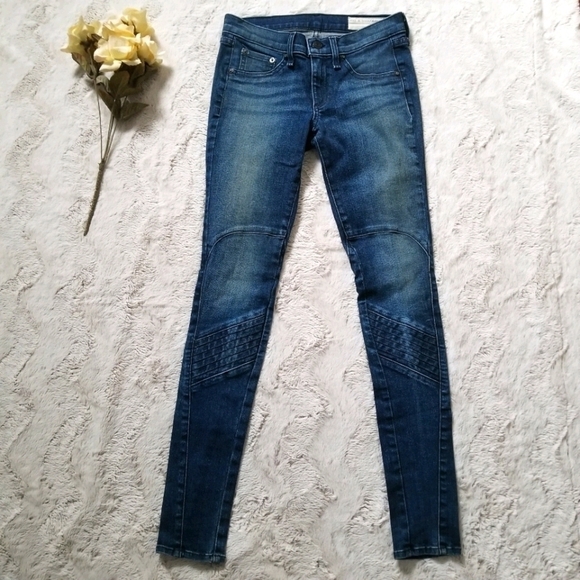 Rag & Bone Jeans Cardiff Cotton Blend Dark Blue Size 26 - Picture 1 of 16